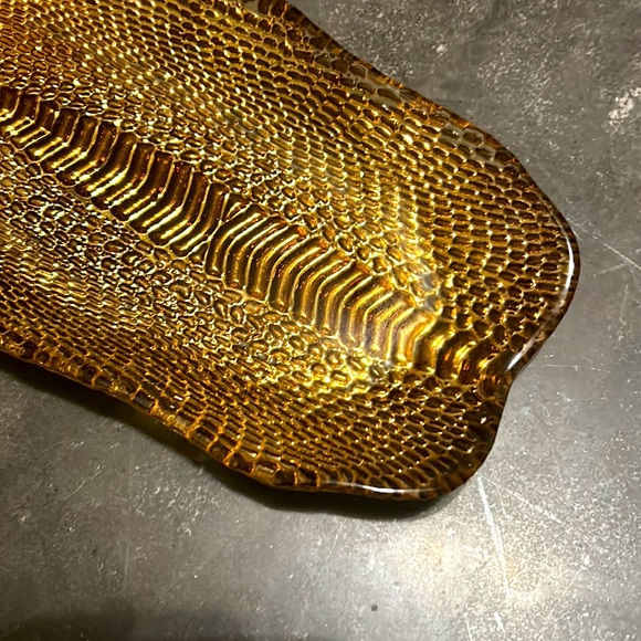 Vintage 1930's Glass Copper and Gold Tray - Picture 3 of 3